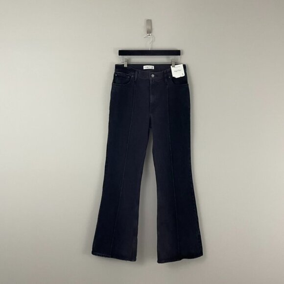 Abercrombie & Fitch Black High Rise Wide Leg Flare Jeans Size 12/31 Long - Picture 1 of 7